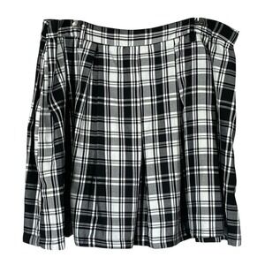 Black & White Plaid Pleated‎ Schoolgirl Skirt Size XL